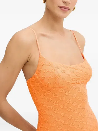 Bardot Adoni Mesh Midi Dress In Ornge Srbt