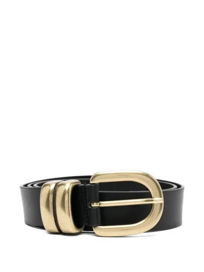 By Malene Birger Buckle Leather Belt In Black