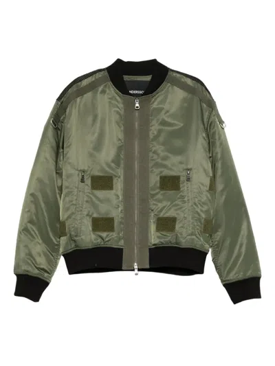 Andersson Bell Khaki Flight Layered Washed Bomber Jacket In Green