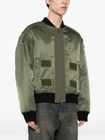 Andersson Bell Khaki Flight Layered Washed Bomber Jacket In Green