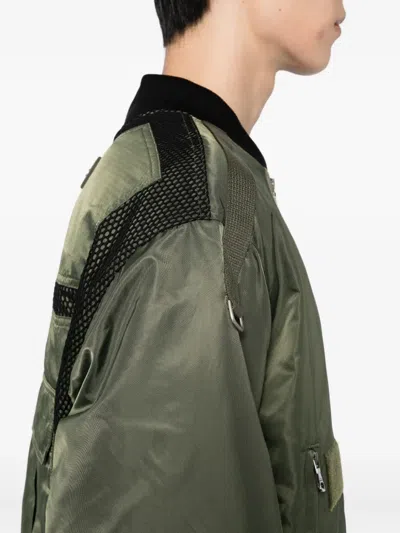 Andersson Bell Khaki Flight Layered Washed Bomber Jacket In Green