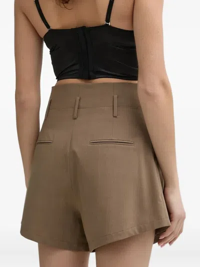 Isabelle Blanche Pleated High-waisted Shorts In Brown