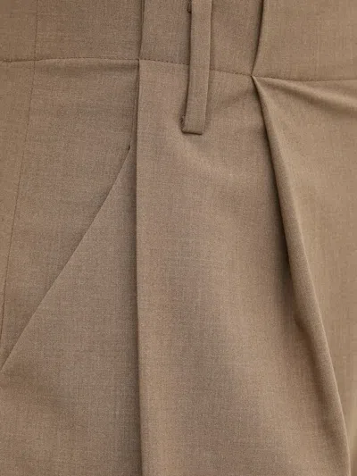 Isabelle Blanche Pleated High-waisted Shorts In Brown