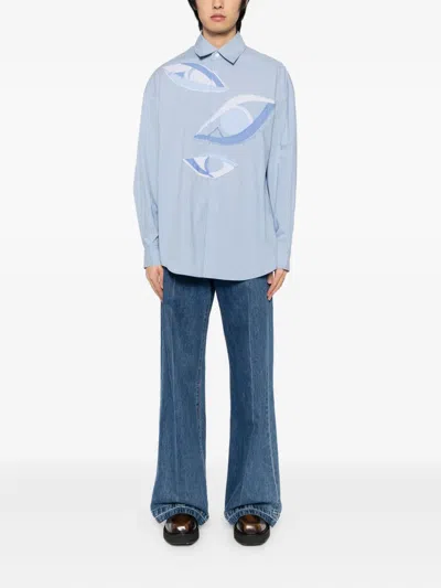 Feng Chen Wang Patchwork Shirt In Blue