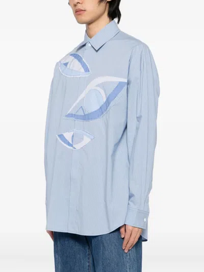 Feng Chen Wang Patchwork Shirt In Blue