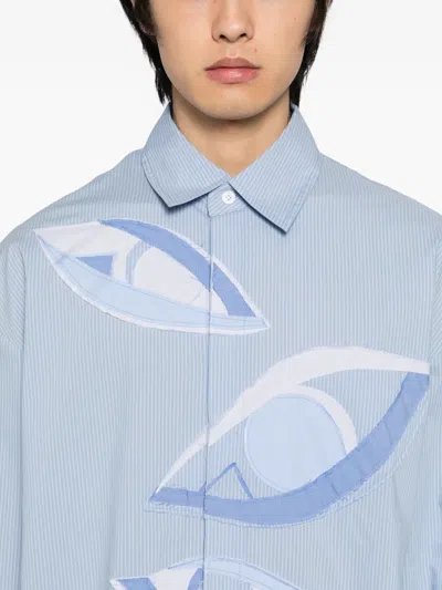 Feng Chen Wang Patchwork Shirt In Blue