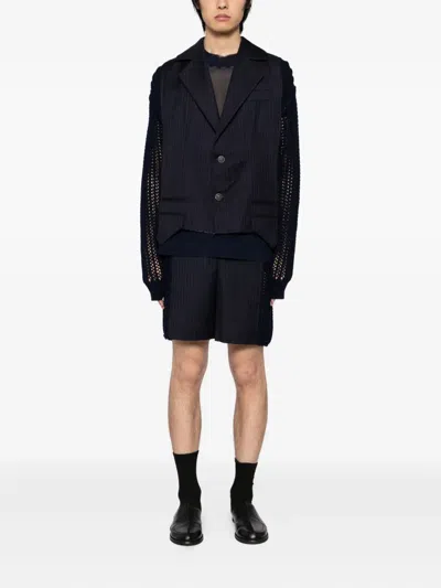 Sonia Carrasco Distressed Wool Blazer In Blue