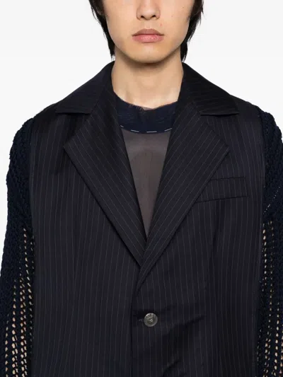 Sonia Carrasco Distressed Wool Blazer In Blue