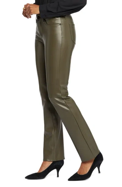 Nydj Marilyn Faux Leather Straight Leg Pants In Green