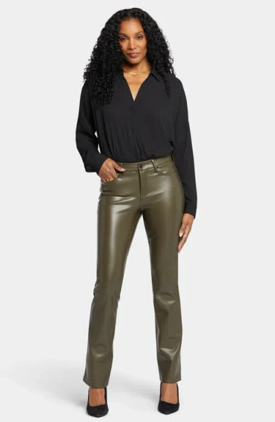 Nydj Marilyn Faux Leather Straight Leg Pants In Green