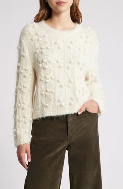 Frame Popcorn Knit Pullover In Cream In White