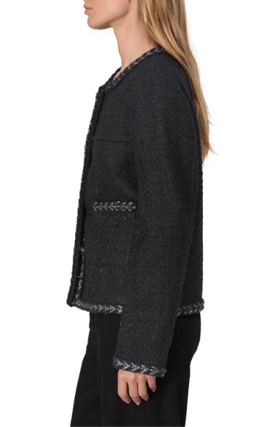 Rag & Bone Cheyenne Whipstitch-trimmed Tweed Lady Jacket In Black