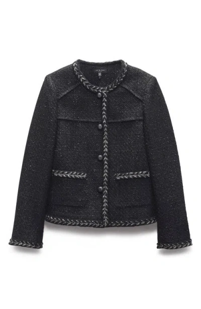 Rag & Bone Cheyenne Whipstitch-trimmed Tweed Lady Jacket In Black