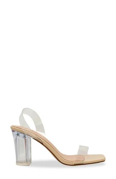 Chase & Chloe Chase And Chloe Chase Slingback Lucite Block Heel Sandal In Neutral