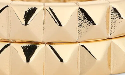 Nordstrom Rack Set Of 2 Pyramid Stud Stretch Bracelets In Gold