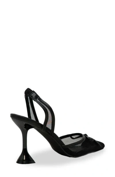 Chase & Chloe Chase And Chloe Sofie Bow Mesh Slingback Pump In Black