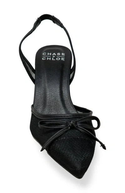 Chase & Chloe Chase And Chloe Sofie Bow Mesh Slingback Pump In Black