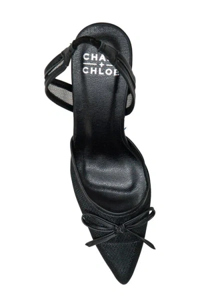 Chase & Chloe Chase And Chloe Sofie Bow Mesh Slingback Pump In Black