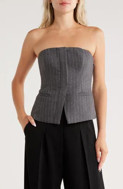 A.l.c Renee Strapless Pinstriped Wool-blend Flannel Top In Gray
