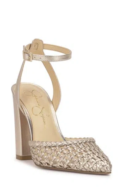 Jessica Simpson Women's Nariro Block-heel Woven Pumps In Gold