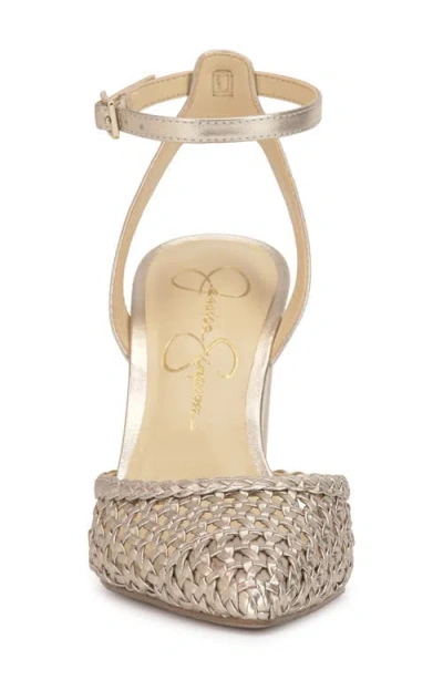 Jessica Simpson Women's Nariro Block-heel Woven Pumps In Gold