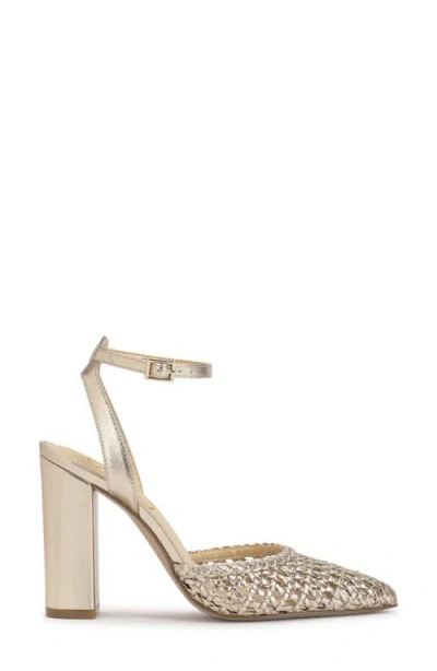 Jessica Simpson Women's Nariro Block-heel Woven Pumps In Gold