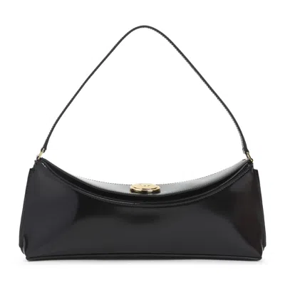 Jacquemus Le Calisso Black Shoulder Bag With Engraved Snap Button In Leather In Black