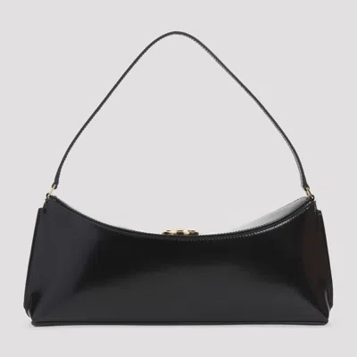 Jacquemus Le Calisso Black Shoulder Bag With Engraved Snap Button In Leather In Black