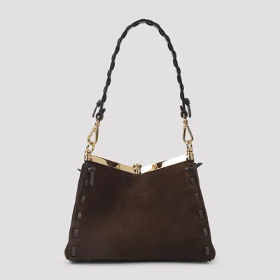 Etro Suede Shoulder Bag Gold Tone Hardware In Brown