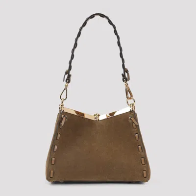 Etro Suede Shoulder Bag Gold Tone Hardware In Brown