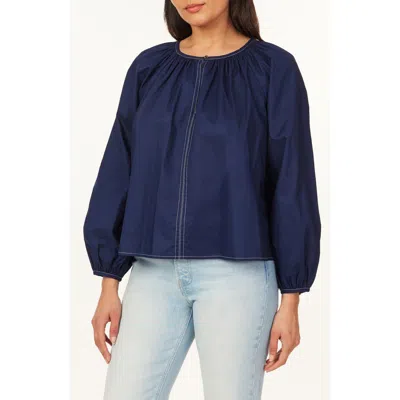 Scotch & Soda Topstitch Peasant Top In Blue