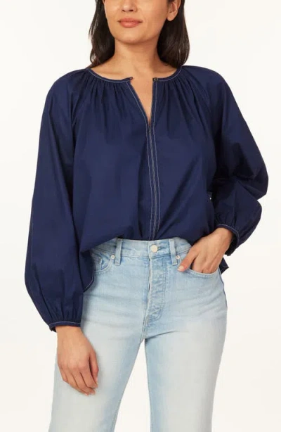 Scotch & Soda Topstitch Peasant Top In Blue