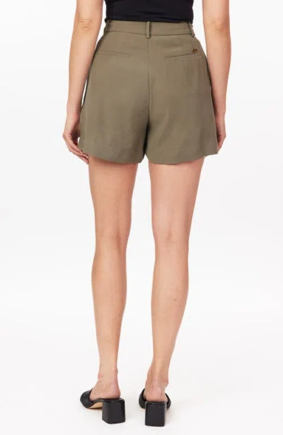 Scotch & Soda Pleated Front Washed Twill Shorts In Green
