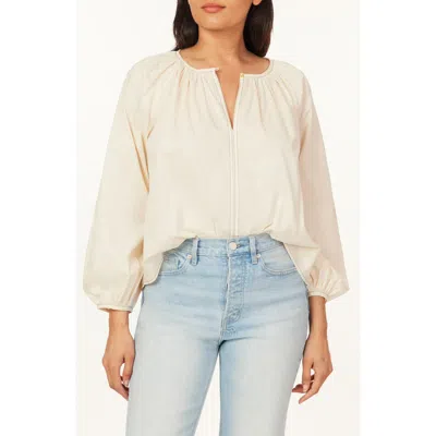 Scotch & Soda Topstitch Peasant Top In Gray