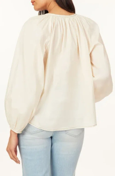 Scotch & Soda Topstitch Peasant Top In Gray