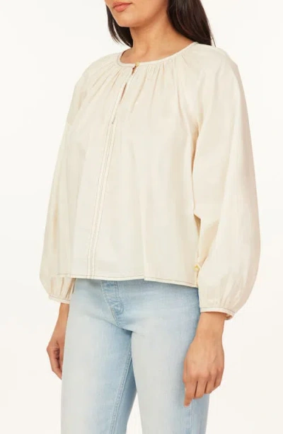 Scotch & Soda Topstitch Peasant Top In Gray