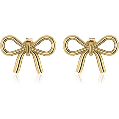 Gabi Rielle 14k Gold Plated Sterling Silver Bow Stud Earrings In Gold