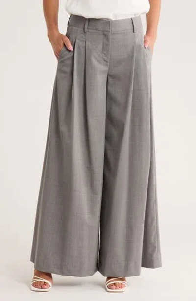 Twp New Didi Pleated Stretch Wool Wide Leg Pants In Gray