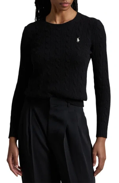 Polo Ralph Lauren Cable Wool And Cashmere Crewneck Jumper In Black