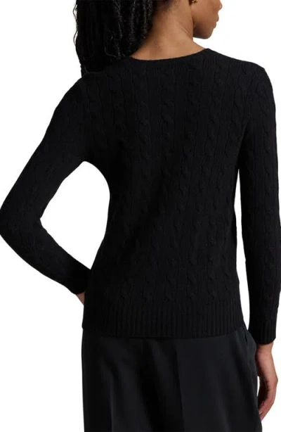 Polo Ralph Lauren Cable Wool And Cashmere Crewneck Jumper In Black