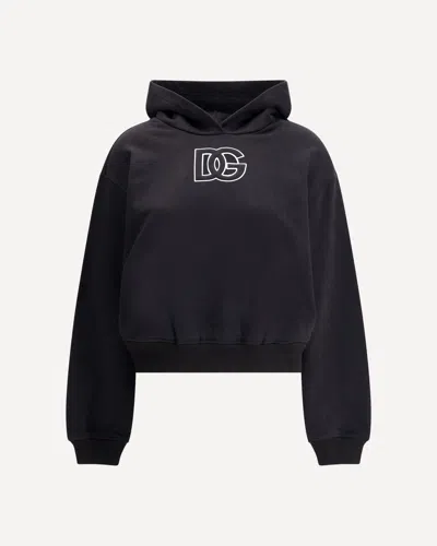 Dolce & Gabbana Logo Hooded Sweatshirt In Black