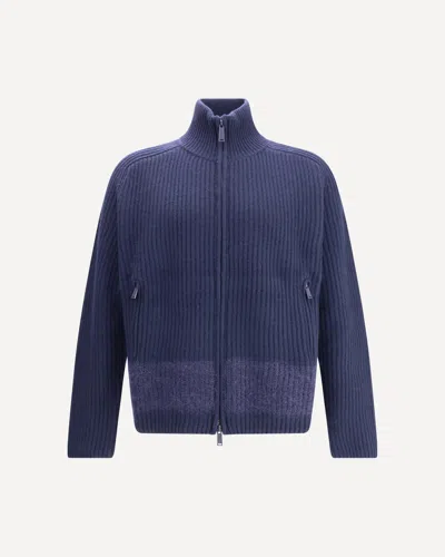 Dsquared2 Carded Wool Insert Cardigan Sweaters And Cardigans Blue In Blue