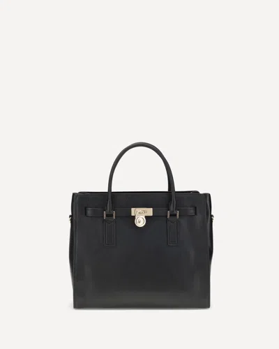 Michael Kors Hamilton Moderne Large Leather Satchel In Black