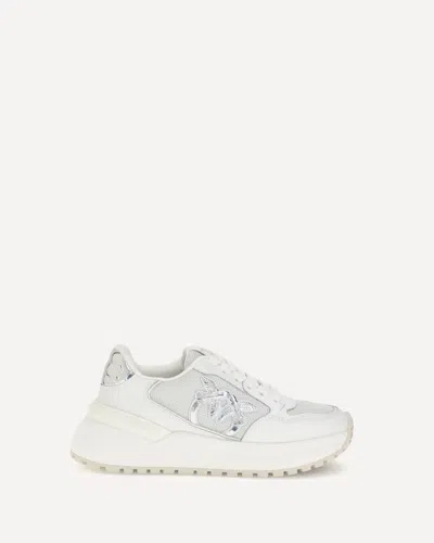 Pinko Love Birds-embellished Platform Sneakers In White