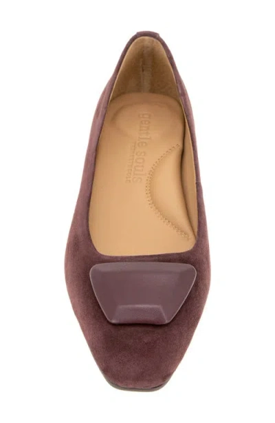 Gentle Souls Women's Hanette Square Toe Suede Flats In Burgundy