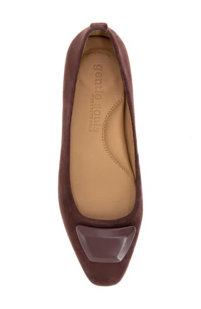 Gentle Souls Women's Hanette Square Toe Suede Flats In Burgundy