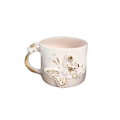 Anatoliacraft Handmade Butterfly Ceramic Mug, Real Gold-plated In Gold