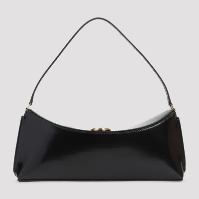 Jacquemus Le Calisso Black Shoulder Bag With Engraved Snap Button In Leather In Black