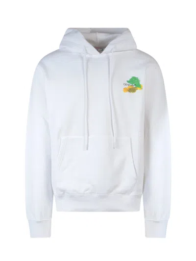 Off-white Brush Arrow Slim Hoodie White Multicolor In Gray