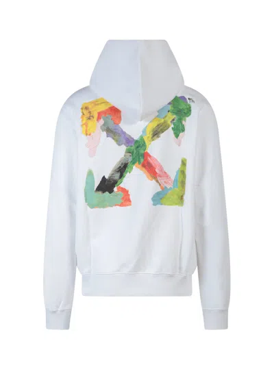 Off-white Brush Arrow Slim Hoodie White Multicolor In Gray